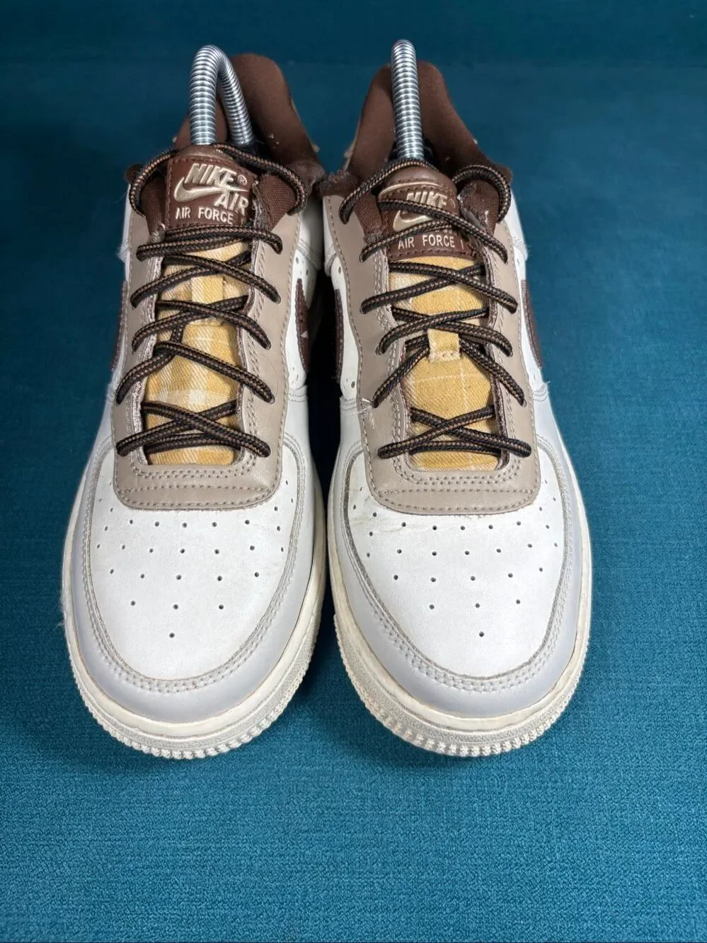 Nike Air Force 1 Low GS Plaid Cacao Wow Sail Youth Size 6Y Women's 7.5 FV3702-12